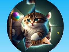 Igra Round Jigsaw Puzzle Collect Pictures with Cute Kittens